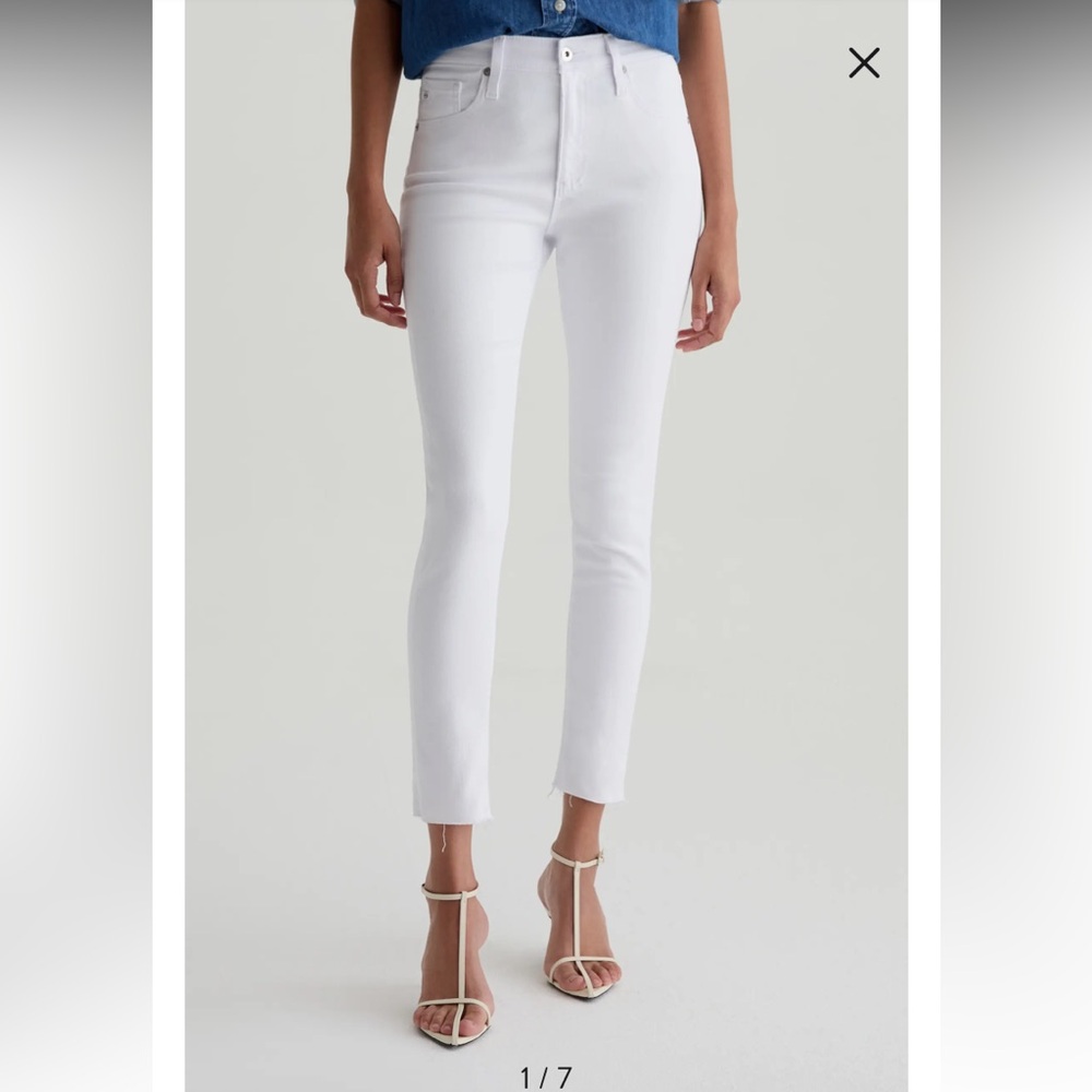 AG Jeans White Farrah Skinny Ankle Jeans